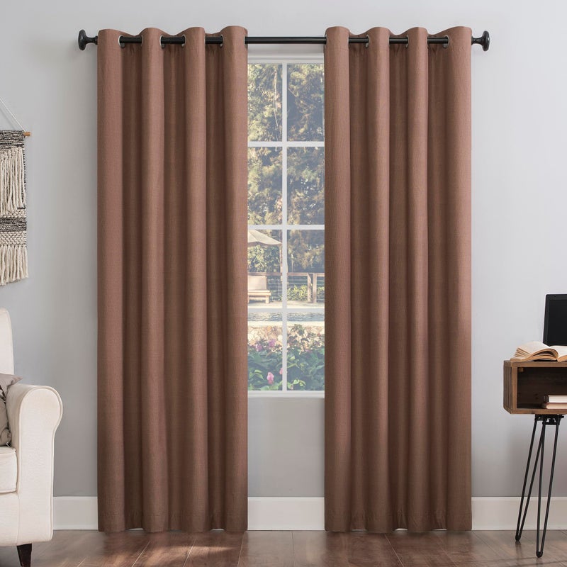 Sun Zero Columbia 2-Pack Thermal Energy Saving 100% Blackout Grommet Curtain Panel Pair, 50" x 84", Cedar - Image 1
